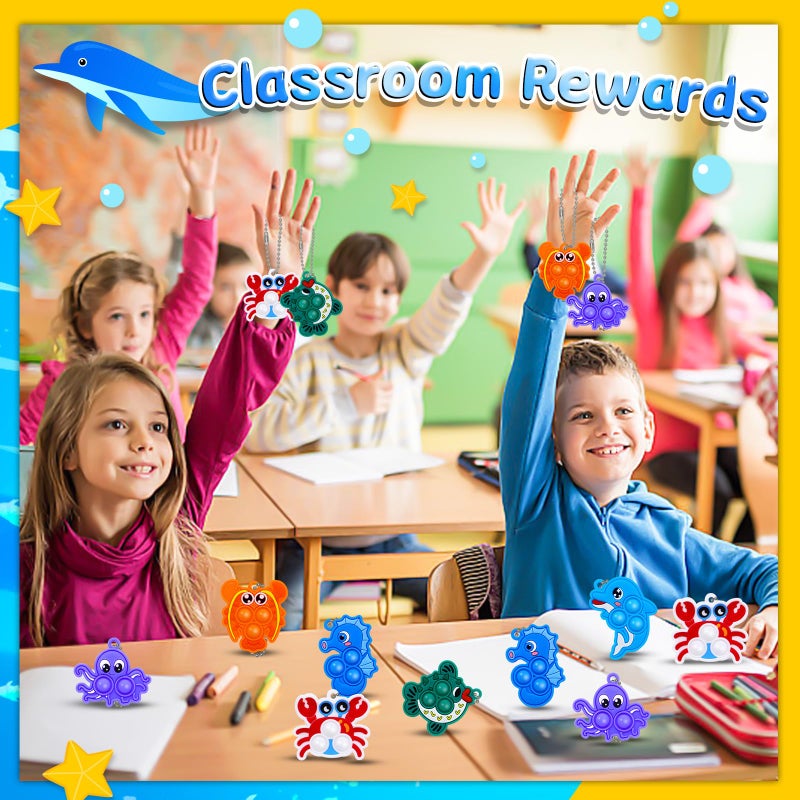 BicMan 30Pcs Party Favors For Kids Fidget Toys Bulk Mini Pop Keychain Stocking Stuffers Birthday Carnival Treasure Classroom Prizes Toddle Easter Eggs Fillers - Image 5