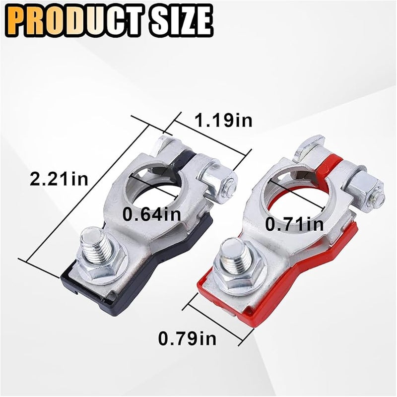 GLSOWEE Battery Terminal Connector, Positive and Negative 1 Pair Battery Terminal Adapter Set, Top Post Battery Cable Terminal Connectors with 2 Washers, Fit for SUV Van Motorcycle - Image 2