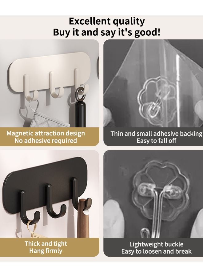 Strong Magnetic Hooks Black Beige No Drill Adhesive Wall Mount For Towels Storage - Image 3