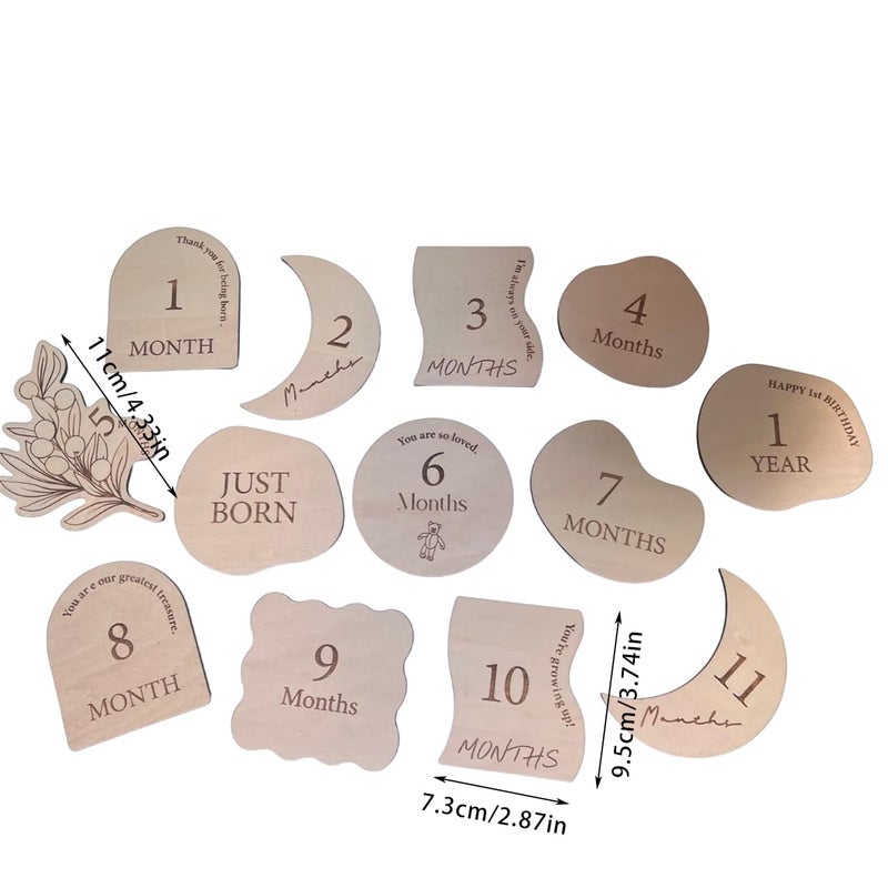 بطاقات صور الأطفال متعددة الألوان 13 قطعة لتسجيل النمو وتذكار الذكريات هديمة استحمام المولود الجديد - Image 5