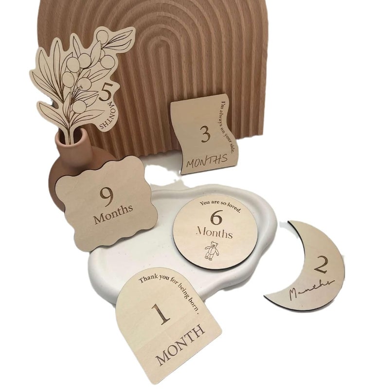 بطاقات صور الأطفال متعددة الألوان 13 قطعة لتسجيل النمو وتذكار الذكريات هديمة استحمام المولود الجديد - Image 4