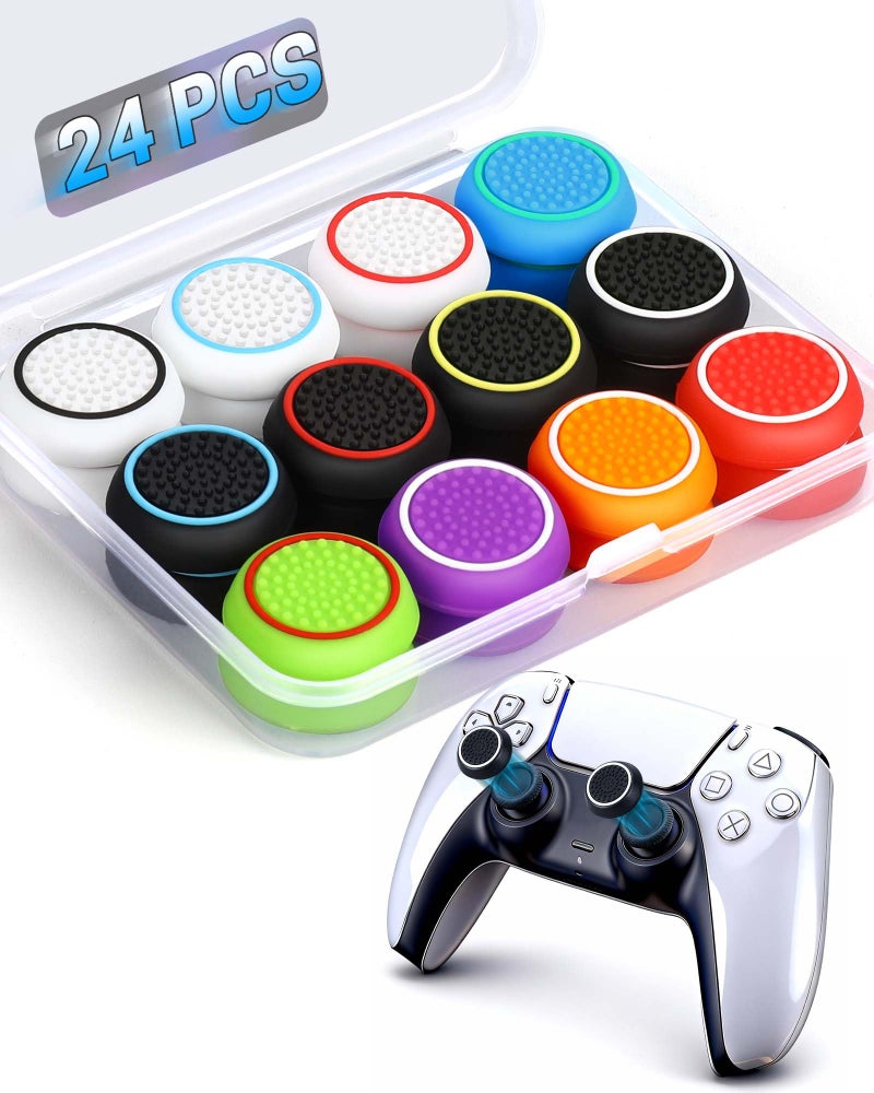 CCFREELIFE 24 PCS Premium Silicone Thumb Grips for PS4/PS5/Xbox Controller, Rainbow Non-Slip Joystick Caps & Thumbstick Grips, Ultimate Comfort & Protection - Image 1