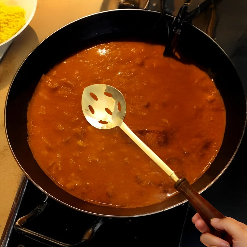 Putrika Traditional Handcrafted Brass Utensil Ladle | Brass Cookware | Serving Spoon |Cooking Ladle|Tableware| Dinnerware (Frying ladle[Skimmer]) - Image 2