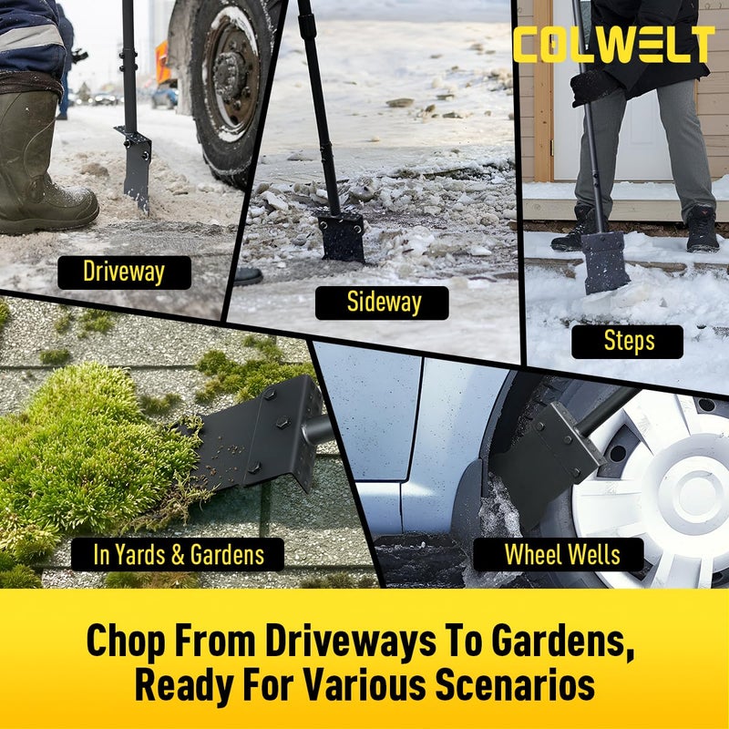Colwelt Metal Snow Shovel 58â€™â€™, Heavy Duty Ice Scraper for Driveway, Snow Ice Chopper Shoveling Tool with Thickened Blade, Ice Shovel for Sidewalk Ice Removal, Flat Shovel Floor Cleaning Scraper - Image 5