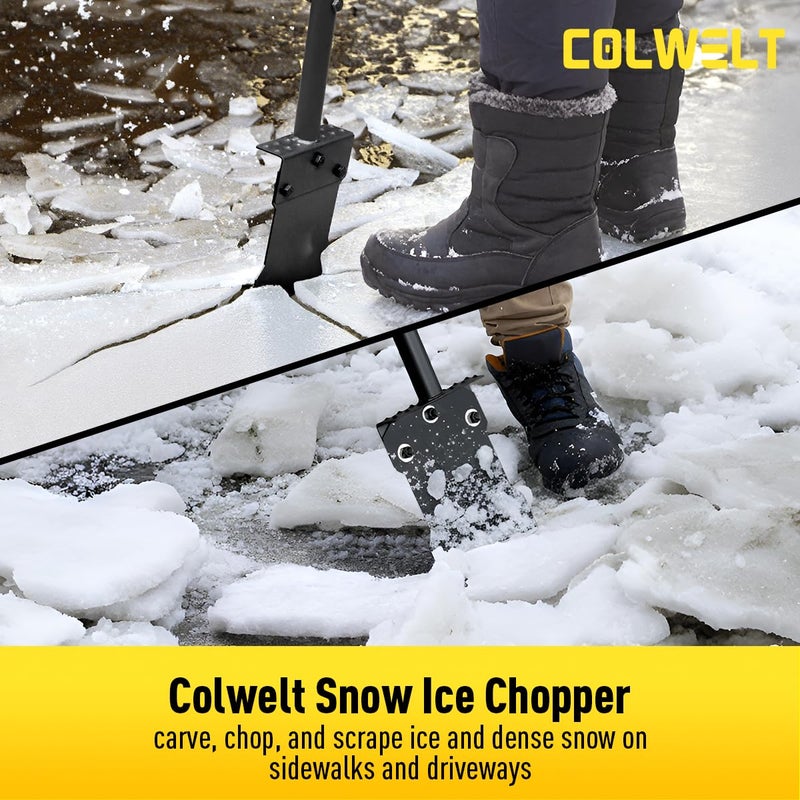 Colwelt Metal Snow Shovel 58â€™â€™, Heavy Duty Ice Scraper for Driveway, Snow Ice Chopper Shoveling Tool with Thickened Blade, Ice Shovel for Sidewalk Ice Removal, Flat Shovel Floor Cleaning Scraper - Image 4