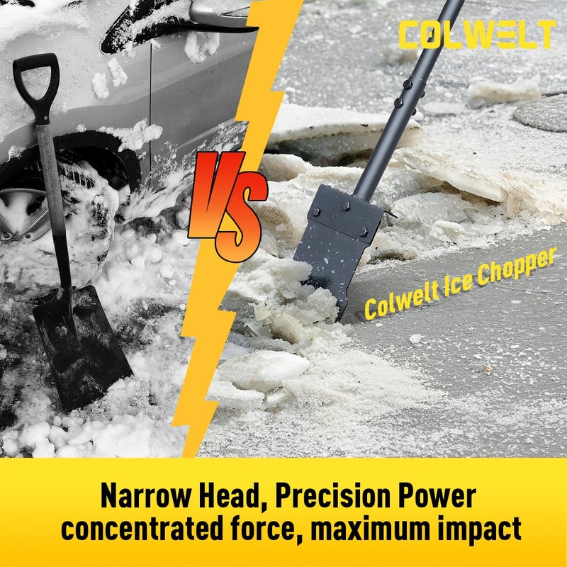 Colwelt Metal Snow Shovel 58â€™â€™, Heavy Duty Ice Scraper for Driveway, Snow Ice Chopper Shoveling Tool with Thickened Blade, Ice Shovel for Sidewalk Ice Removal, Flat Shovel Floor Cleaning Scraper - Image 3