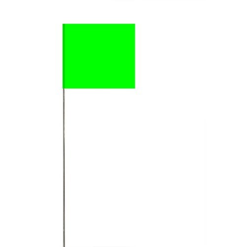 Swanson Tool Co. , Inc Swanson Tool Co FLM15100 25Inch by 35Inch Marking Flags with 15Inch Wire Staffs Lime 100Pack - Image 1