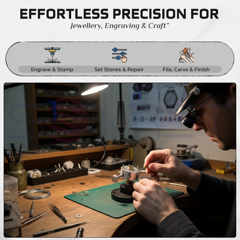 SONRET Universal Work Holder Peg Clamp on Base | Rotating Engraving Vise with 8 Pins | Peg Clamp for Jewelry Making, Stone Setting, Filing & Carving | Precision Hands-Free Tool - Image 3