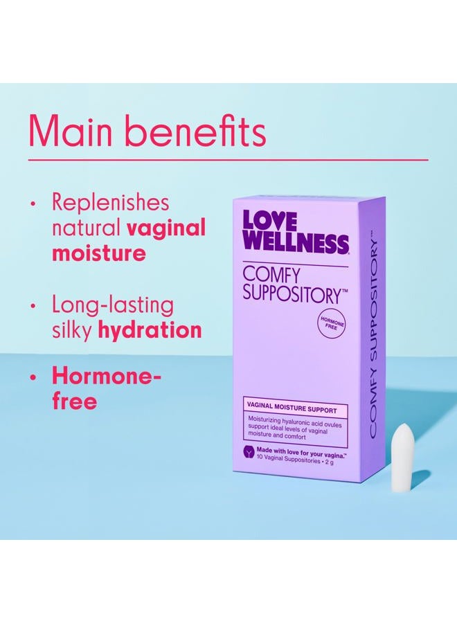 Love Wellness Comfy Suppository | Womens Suppository for Healthy Levels of l Moisture | Hormone-Free with Hyaluronic Acid & Tremella Mushroom for l Dryness Support | 10 Count - Image 2