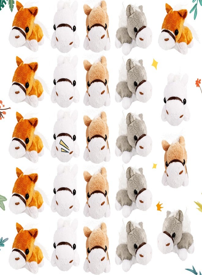Flahard 24 Pcs 3.2 Inch Mini Stuffed Horse Animals Toys Plush Horse Animals Horse Party Favors Small Stuffed Horse Keychain for Farm Party Goodie Bag Fillers, 4 Colors - Image 1