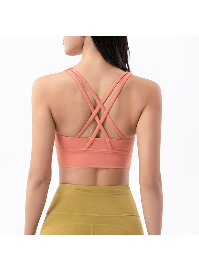 Women's running vest, professional training bra, yoga, and comfortable dance crop top - Coral Red - Image 1