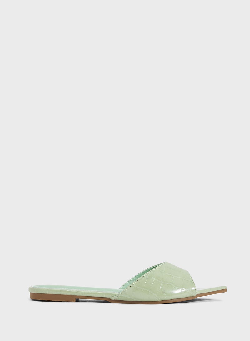 ELLA Croc Effect Flat Sandal  - Image 1