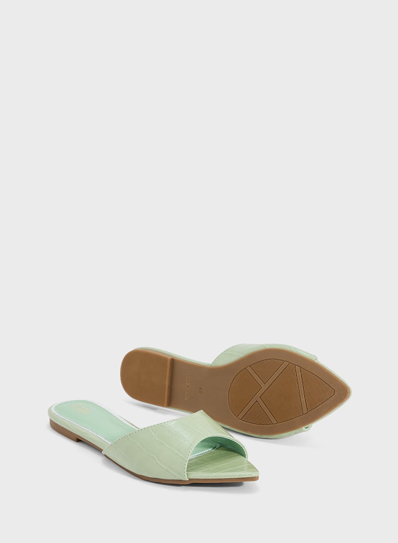 ELLA Croc Effect Flat Sandal  - Image 3
