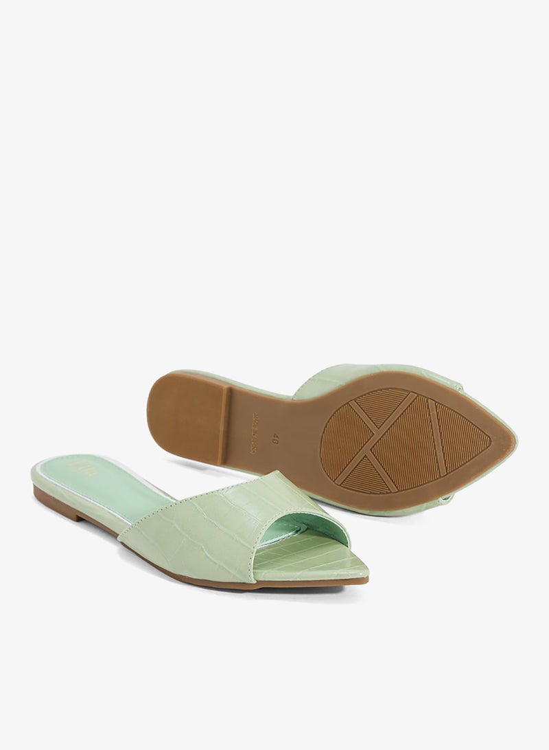 ELLA Croc Effect Flat Sandal - Image 3