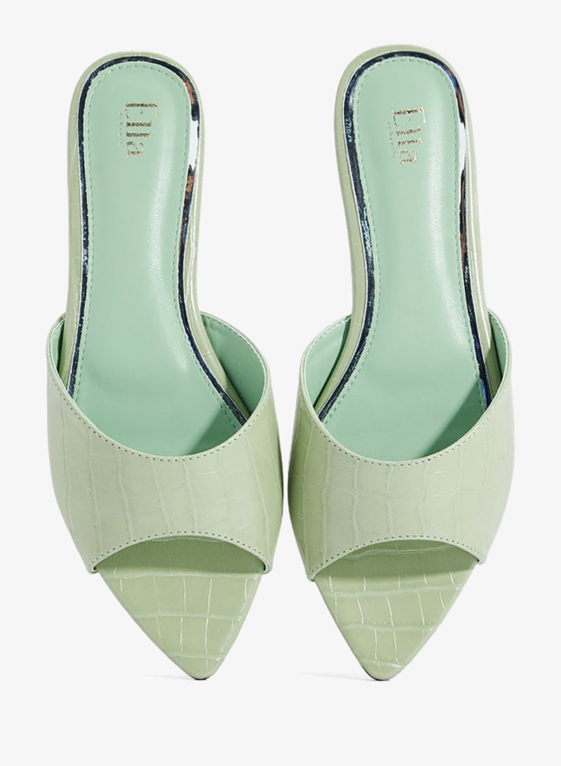 ELLA Croc Effect Flat Sandal - Image 4