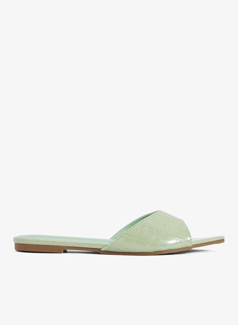 ELLA Croc Effect Flat Sandal - Image 1