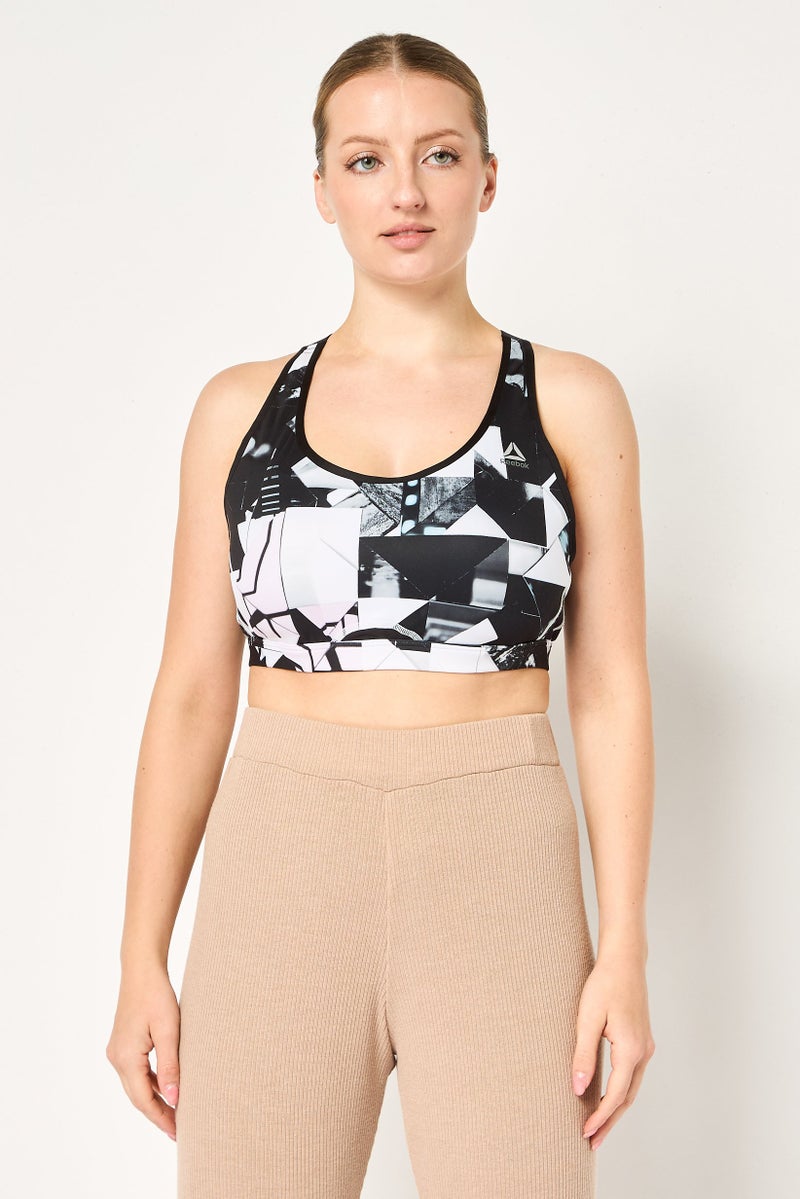 Reebok Women Lightly Padded Brand Logo High Support Sports Bra, Black - Image 1