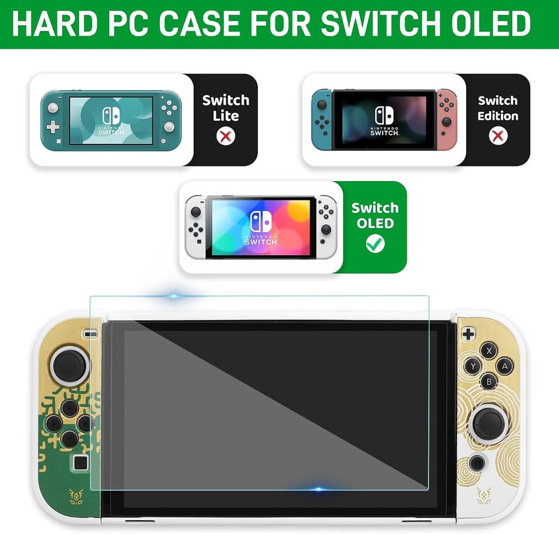 GLDRAM Switch Carrying Case for Zelda, Portable for Nintendo Switch OLED with Travel Case Protector, White Dockable Switch OLED Skin Cover, Hand Strap & 2 Thumb Caps - Image 5