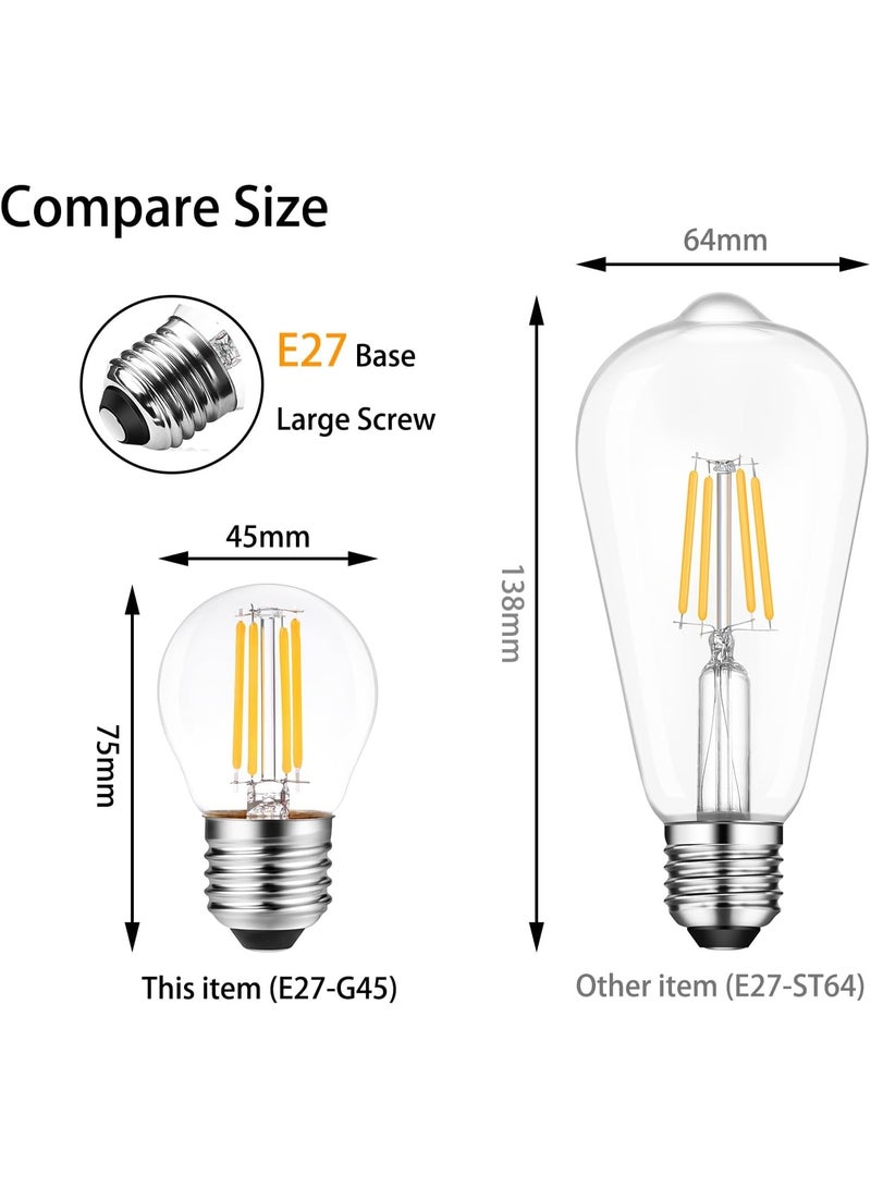 EASTERNSTAR E27 Screw Led Bulb Warm White, G45 Large Screw Light Bulbs, 5.5W ES Bulb, 55W Equilavent, 2700K, 360° Beam Angle, Clear Filament, Non Dimmable, 2-Pack [Energy Class A] - Image 4