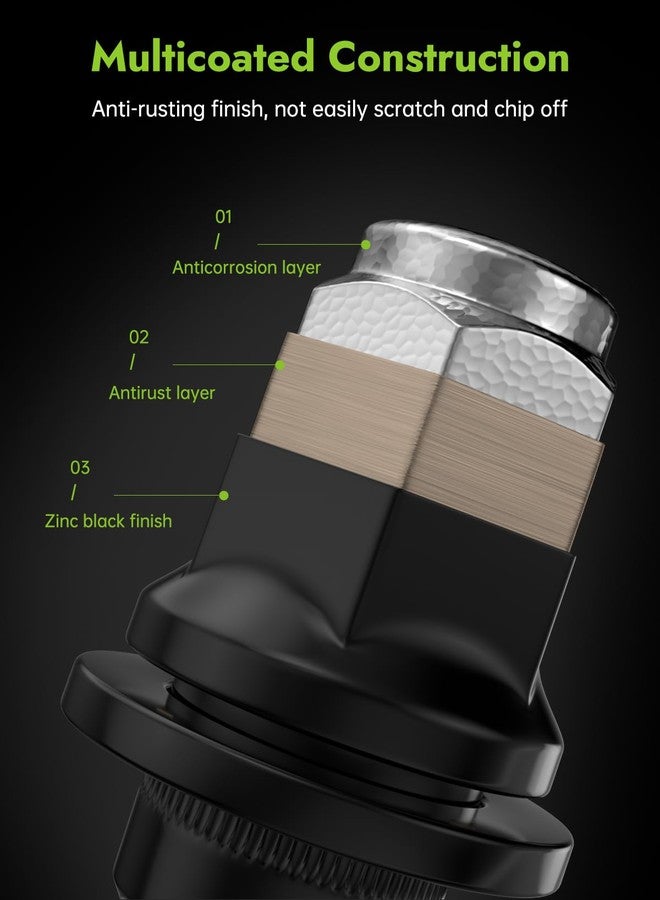AUTOPTIM صواميل عجلات أصلية من AUTOPTIM M12x1.5 - بديل لسيارات تويوتا تاكوما، RAV4، كورولا، كامري، سيينا، لكزس، 13/16 بوصة (21 مم) صواميل عجلات سوداء سداسية الشكل ذات مقعد مسطح مغلق الطرف مع غسالة (20 قطعة) - Image 4
