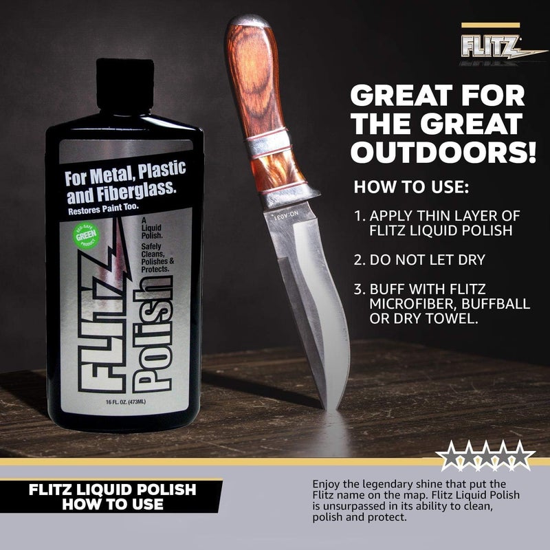 Flitz Multi Purpose Metal Polish Liquid - 7.6oz Bottle of USA-Made Tarnish Remover - For Aluminum, Chrome, Brass, Nickel, Silver - Non-Abrasive Metal Cleaner and Polish, Restorer (3 Pack) - Image 3