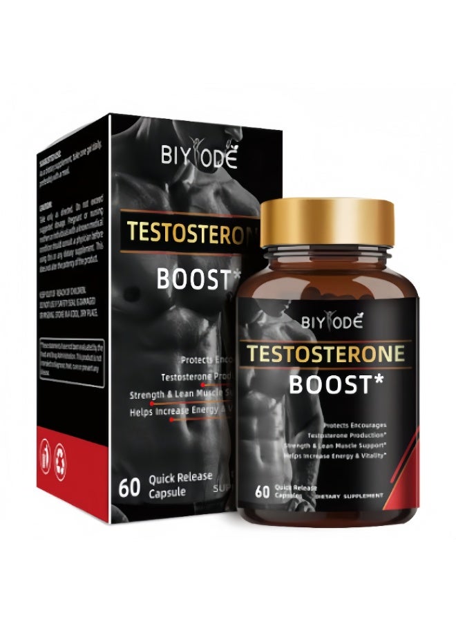 بيودي 【كبسولات BIYODE لزيادة التستوستيرون ذي الإفراز السريع (60 كبسولة)】Testosterone Boost: زيادة أكسيد النيتريك بنسبة 230% في 3 ساعات — تعزيز ضغط العضلات + تحسين الأداء + دعم مضادات الأكسدة + تدفق دم صحي، خالية من المضافات وخالية من الغلوتين وخالية من الصويا مع نقاء قصوى وفعالية دقيقة - Image 1