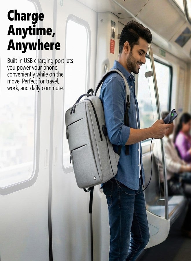 GadgetBite Graphite 20 Litre Laptop Bag with 15.6 Inch Laptop Compartment USB Charging Port and Organiser Pocket for Men Women Boys Office College and Travel with Bottle Pocket Laptop Backpack - Grey - Image 5