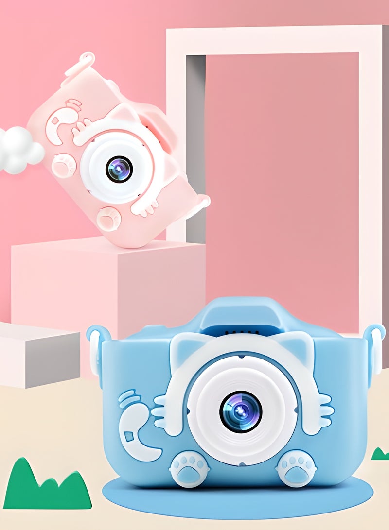 AROAQ Kids Camera, HD 1080p Shockproof Children Video Camera, Portable Mini  Dual Camera Toy, Multiple Functions Digital Camera For Girls Boys, (x5s HD dual camera pink cat+32g card+card reader) - Image 2