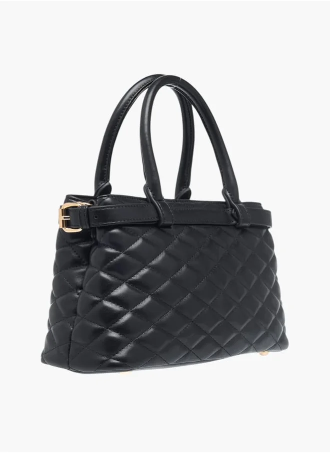 Celeste Womens Quilted Tote Bag With Double Handle And Zip Closure