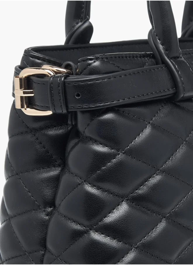 Celeste Womens Quilted Tote Bag With Double Handle And Zip Closure
