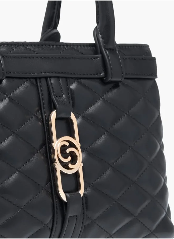 Celeste Womens Quilted Tote Bag With Double Handle And Zip Closure