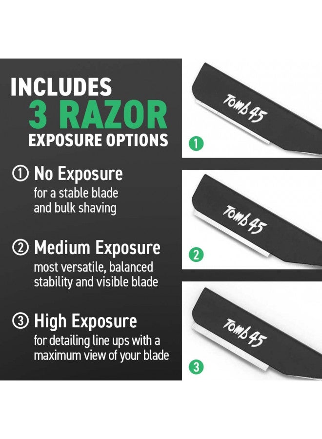 Tomb 45 Triple Cartridge Razor Holder | Disposable Razor Safety Handle For Barbers | 100% Metal Grip & 3 Adjustable Blade Exposure Options For Shaving (Black) - Image 5