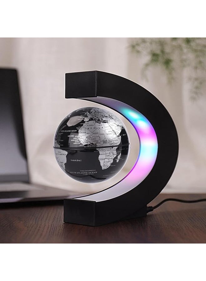 SKIDOO SKEIDO Magnetic Levitating Globe with LED Lights – Anti-Gravity Floating World Map, Rotating Desk Decor for Home/Office, Educational Gift for Kids (Black) - Image 3