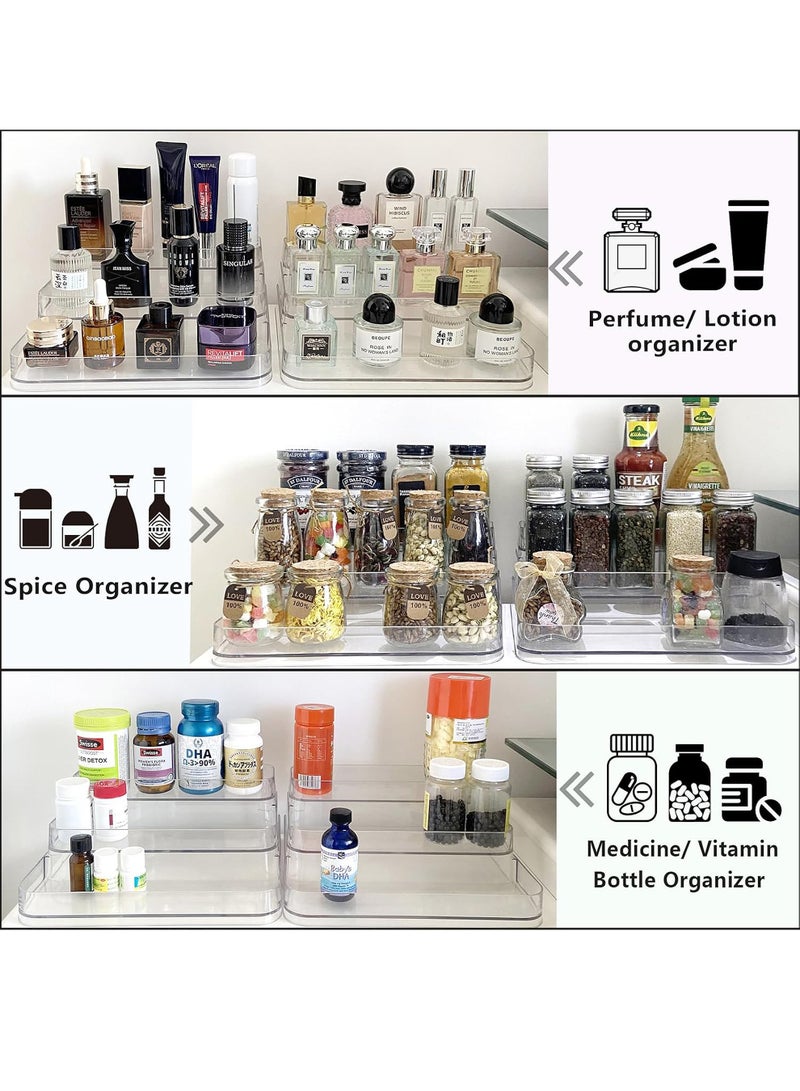 Uwals 1 Pcs Clear Acrylic Showcase Display Risers, Perfume Cosmetics Organizer, Three-Tiered Shelf, Lotion Skincare Stand, Spice Holder,Sturdy Clear Rack For Kitchen Bathroom Countertop Cabinet Storage  - Image 4