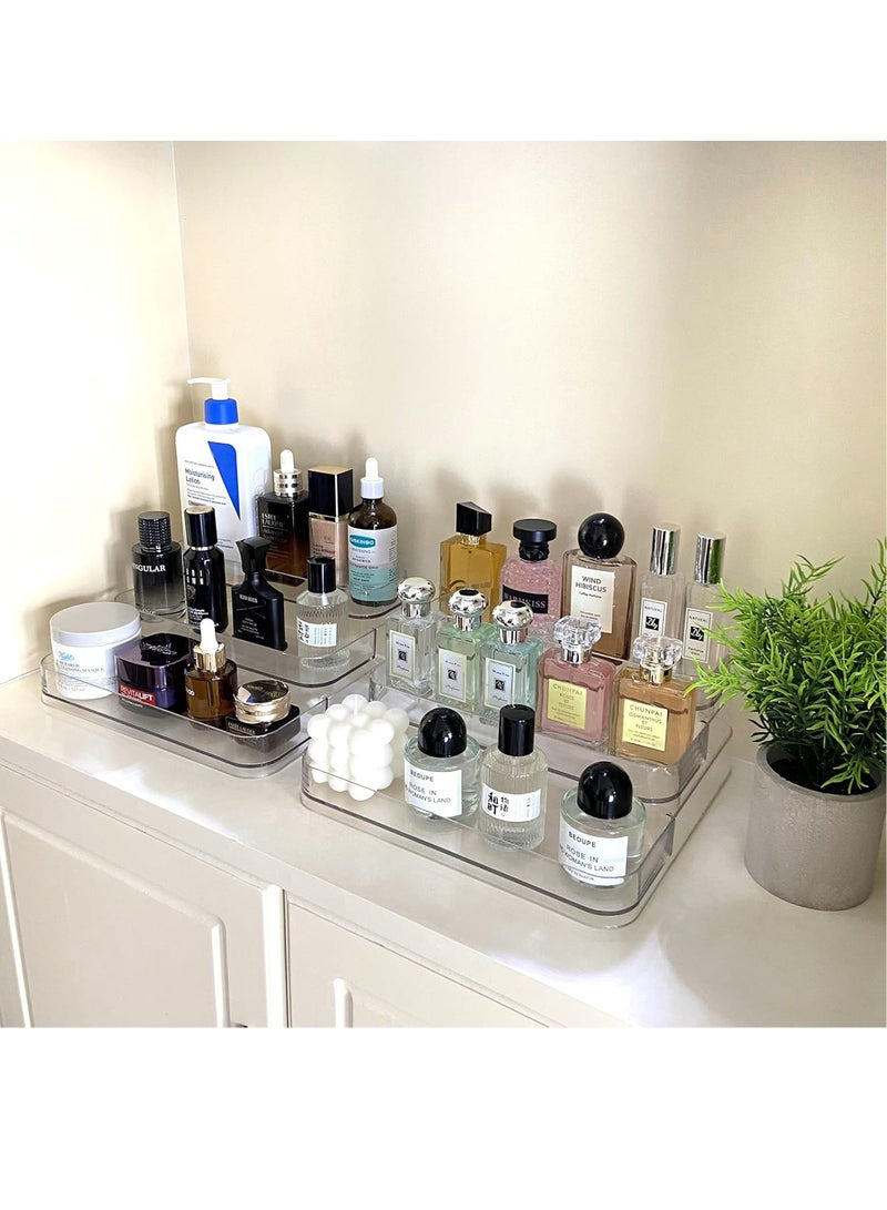 Uwals 1 Pcs Clear Acrylic Showcase Display Risers, Perfume Cosmetics Organizer, Three-Tiered Shelf, Lotion Skincare Stand, Spice Holder,Sturdy Clear Rack For Kitchen Bathroom Countertop Cabinet Storage  - Image 2