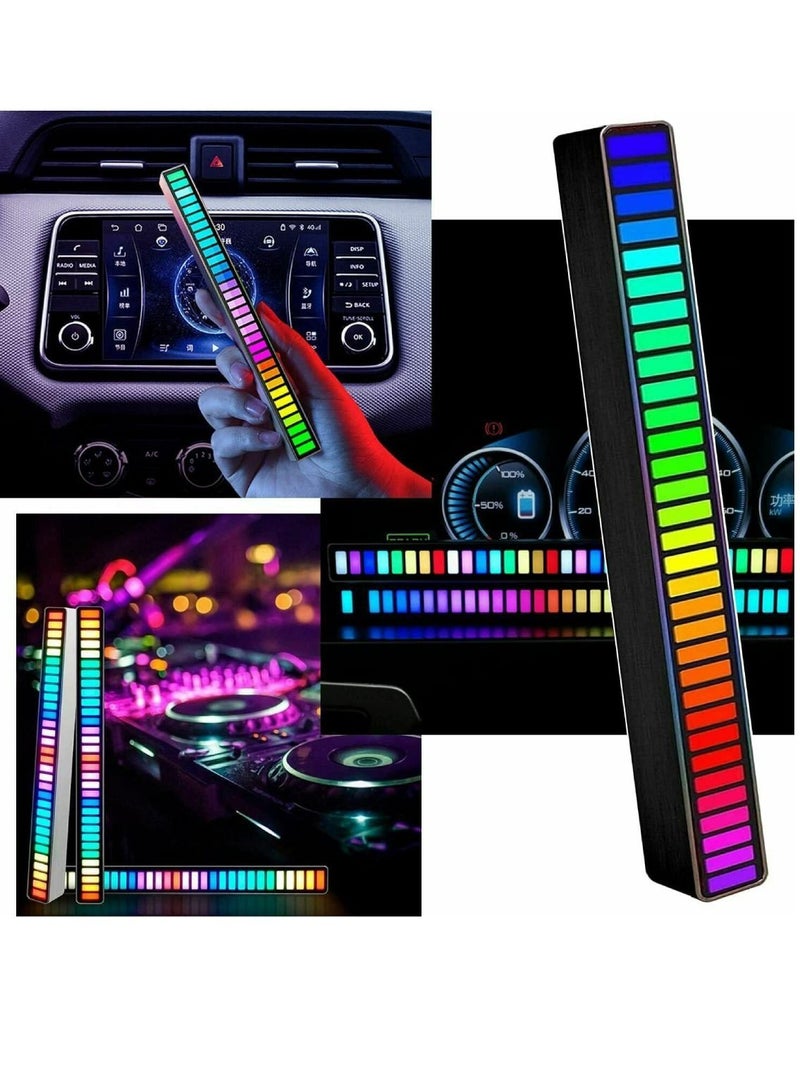 Digi Core شريط إضاءة للتحكم في الصوت RGB، شريط إضاءة إيقاعي نشط بالصوت، 32 بت قابل لإعادة الشحن، مستوى موسيقى ملون، شريط إضاءة LED محيطي منشط بالصوت للسيارة، غرفة الألعاب، الحفلات، DJ، سطح المكتب  - Image 2