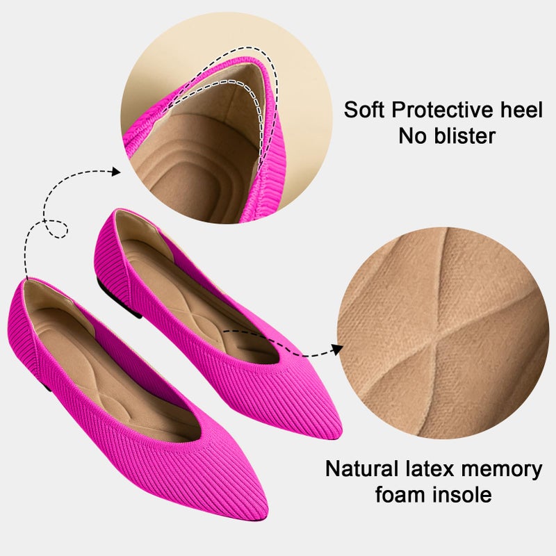 TINGRISE Women's Flats Shoes Pointed Toe Knit Ballet Comfortable Dressy Slip On Flat Pink US7.5 - Image 5
