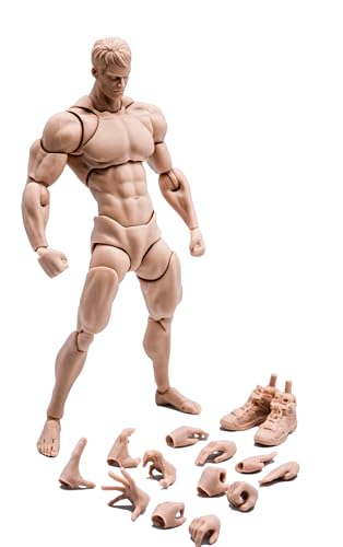Fremego 112 Scale Male Action Figure6inch Super Flexible Strong Muscular Figure Miniature Figures Body Doll with Interchangeable Hands and Accessories Collection Pale Skin - Image 1