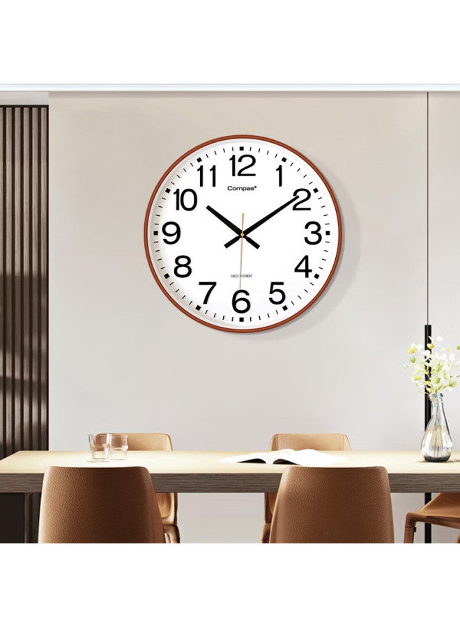 Compas Wall Clock Living Room Simple Quartz Clock Wall Hanging Living Room New Clock 3439a Coffee Wood Color 41cm - Image 2