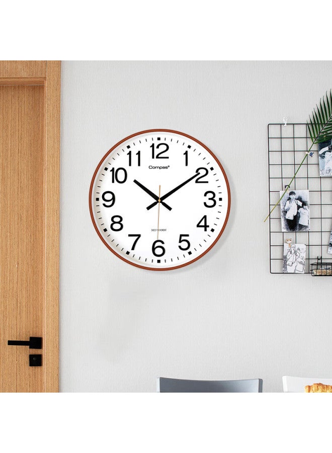Compas Wall Clock Living Room Simple Quartz Clock Wall Hanging Living Room New Clock 3439a Coffee Wood Color 41cm - Image 3