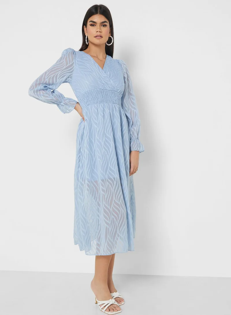 ELLA Smocked Waist Midi Dress