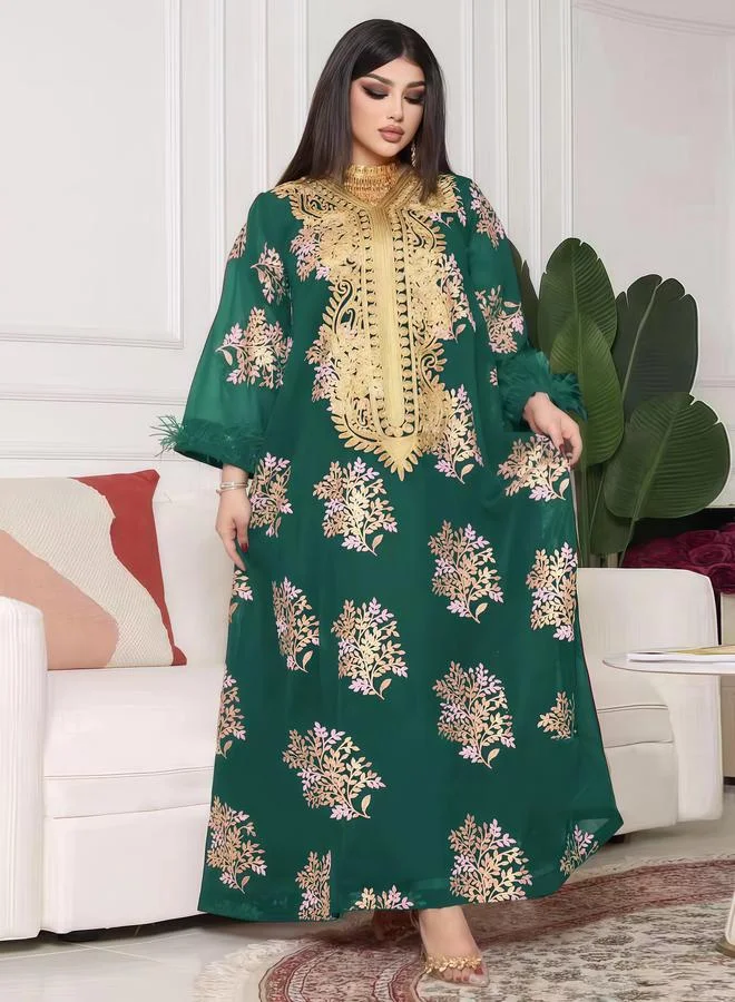 Take Two Women Green Embroidered A-Line Jalabiya
