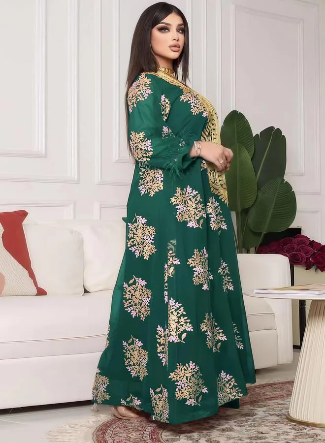 Take Two Women Green Embroidered A-Line Jalabiya