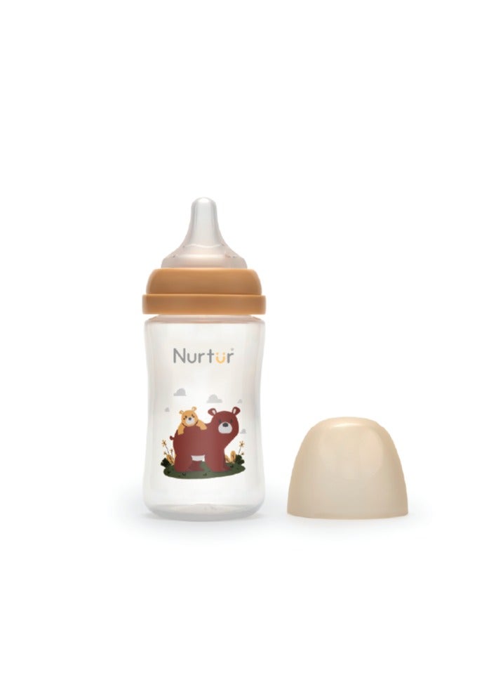 Nurtur-160Ml Pp Bottle With Wide Teat - Coral / Bear - Image 1
