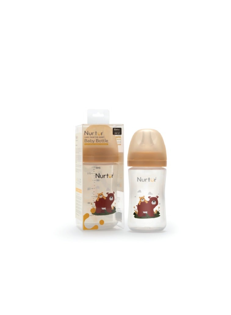 Nurtur-160Ml Pp Bottle With Wide Teat - Coral / Bear - Image 2