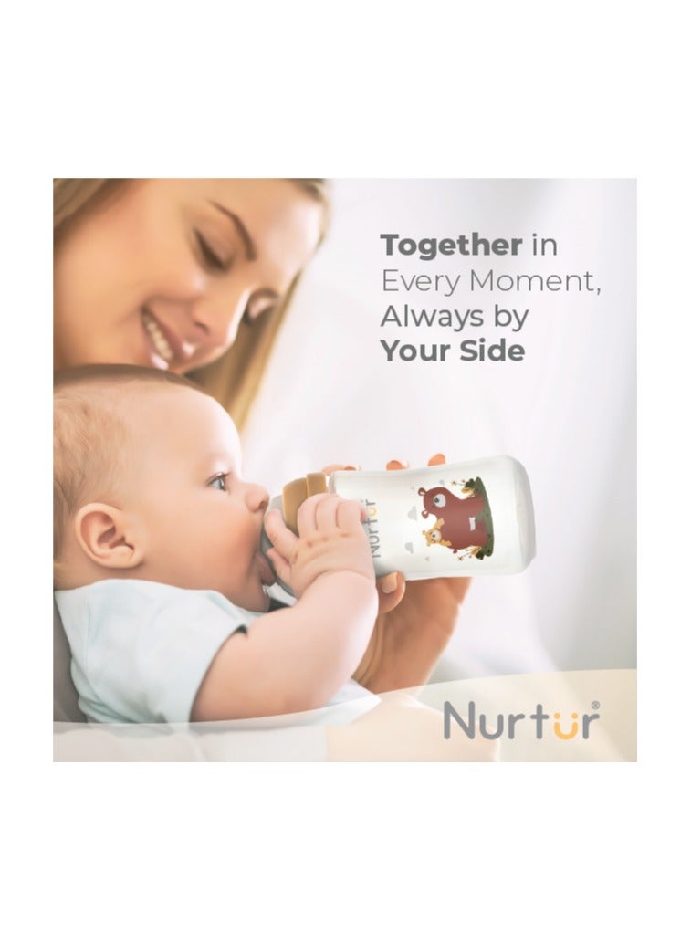 Nurtur-160Ml Pp Bottle With Wide Teat - Coral / Bear - Image 4