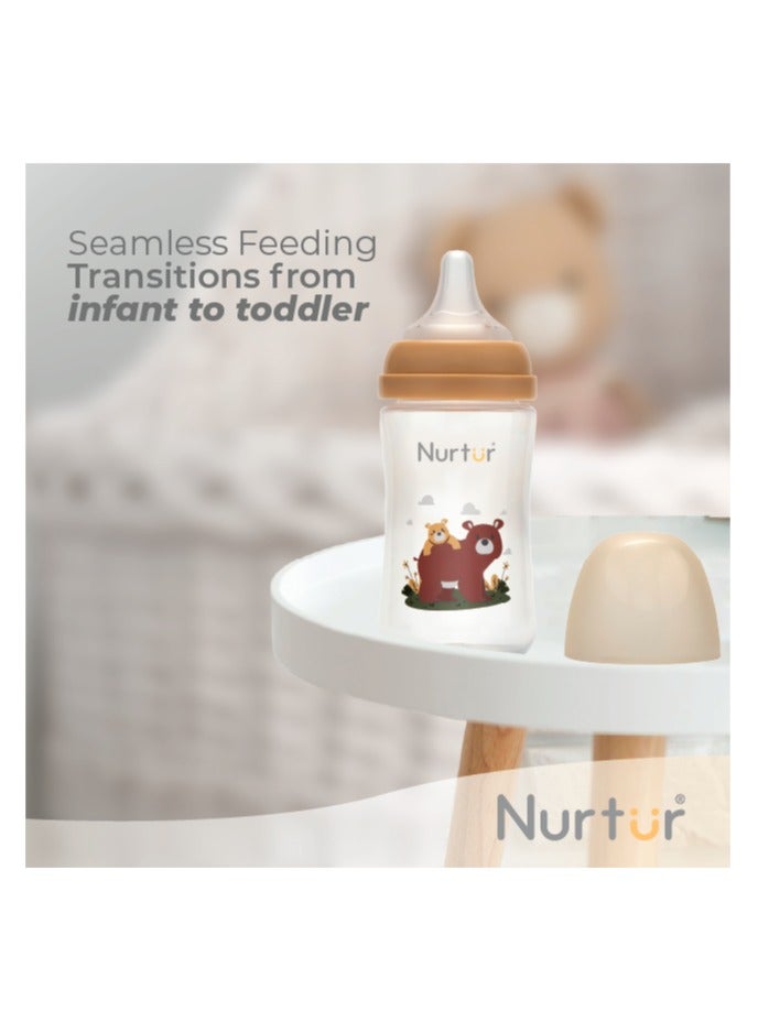 Nurtur-160Ml Pp Bottle With Wide Teat - Coral / Bear - Image 5