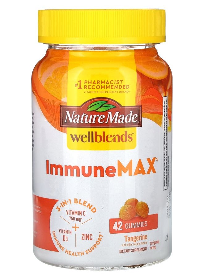 Nature Made Wellblends ImmuneMax Gummies Tangerine 42 Gummies 