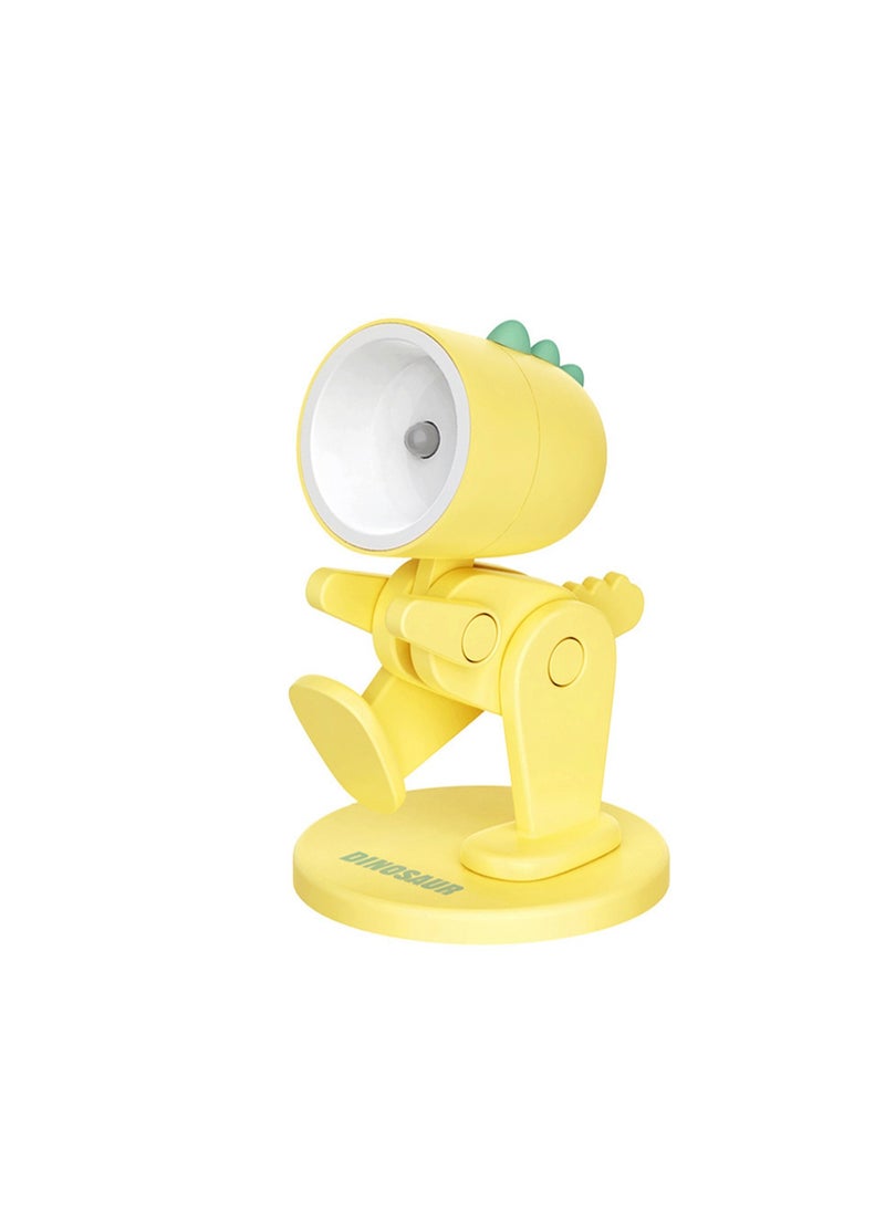 Generic - Macaron Mini Desk Lamp Creative DIY Night Light LED Cute Pet Desktop Cartoon Dinosaur Ornaments Ins Student Gift Creative Gift Ornaments (Magnetic Dragon-Yellow) - Image 1