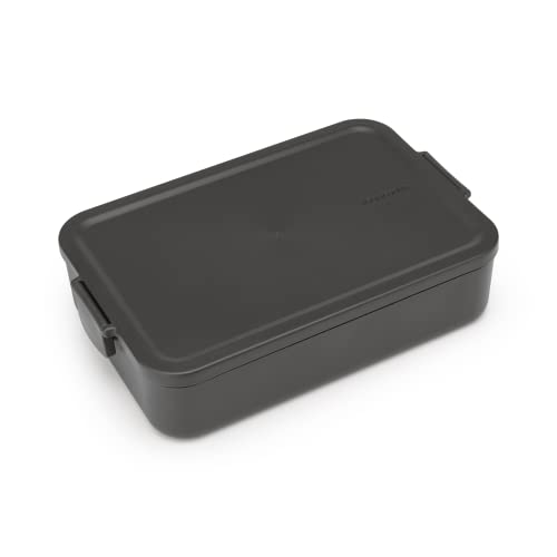 Brabantia Make Take Large Lunch Box Dark Gray BPAFree Airtight Snap Locks Microwave Freezer Safe Travel Meal Prep Container 68oz - Image 1